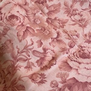 Vintage Pink Floral Cabbage Rose Fabric extra wide Textile 73 x 108 Cottagecore